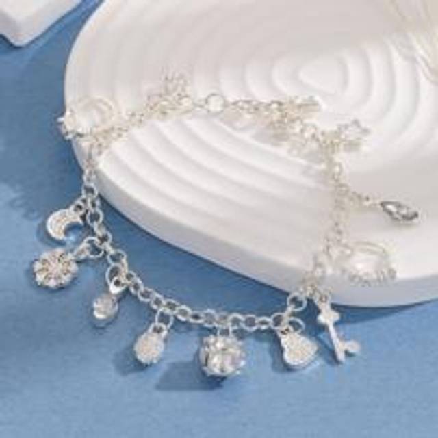 SHEIN 1pc Fashion Zinc Alloy Lock & Key Charm Bracelet For Women For Daily Decoration