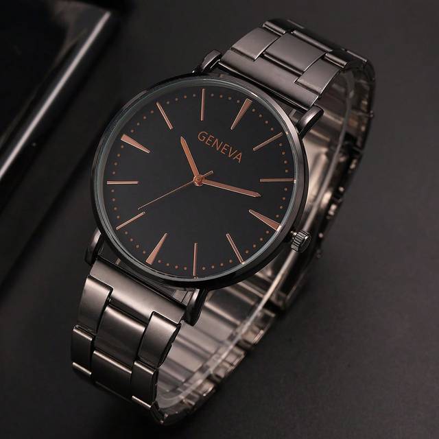 SHEIN GENEVA 1pc Men Metal Strap Business Round Dial Quartz Watch, For Daily Life