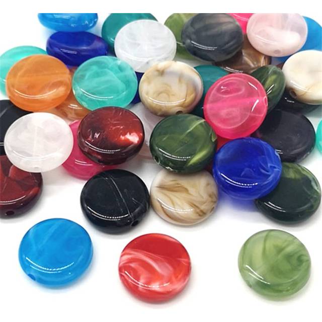 SHEIN 20pcs/lot 15mm Oblate-Shape Acrylic Beads Loose Spacer Beads For Jewelry Making Necklace Bracelet Earring DIY Accessories