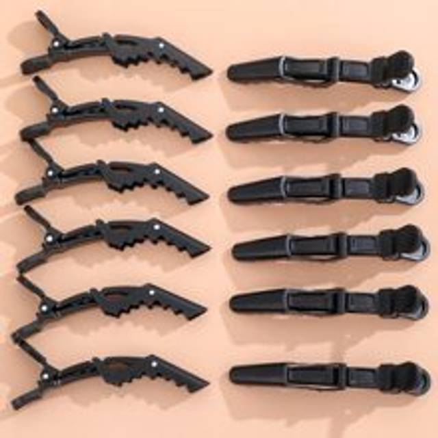 SHEIN 12pcs Alligator Hair Clips For Styling Sectioning, Non-Slip Grip Clips For Hair Cutting, Women Professional Plastic Salon Hair Clip With Wide Teeth &