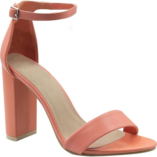 Where's That From Womens 'Skye' Strappy Block Heels With Buckle - Coral - Size UK 7