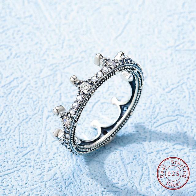 Newsoul 1PC Sparkling  Crown Rings For Women Gift Fashion 925 Sterling Silver Fashionable Cubic Zirconia Ring Engagement Wedding Fine Jewelry