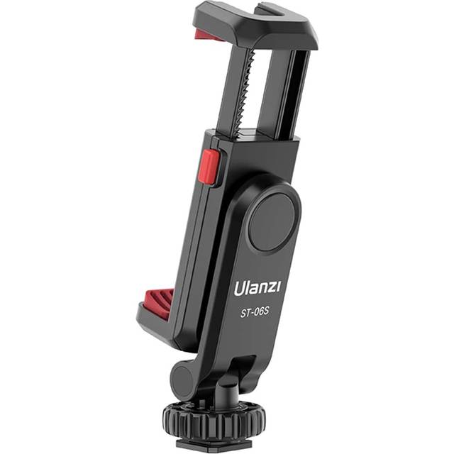 Ulanzi ST-06S Vertikal Phone Mount Hållare Stativ Med Kall Sko För Mic Light Telefonklämma Kompatibel med IPhone 12 Vlog Hållare Smartphone - Svart (En-Storlek)