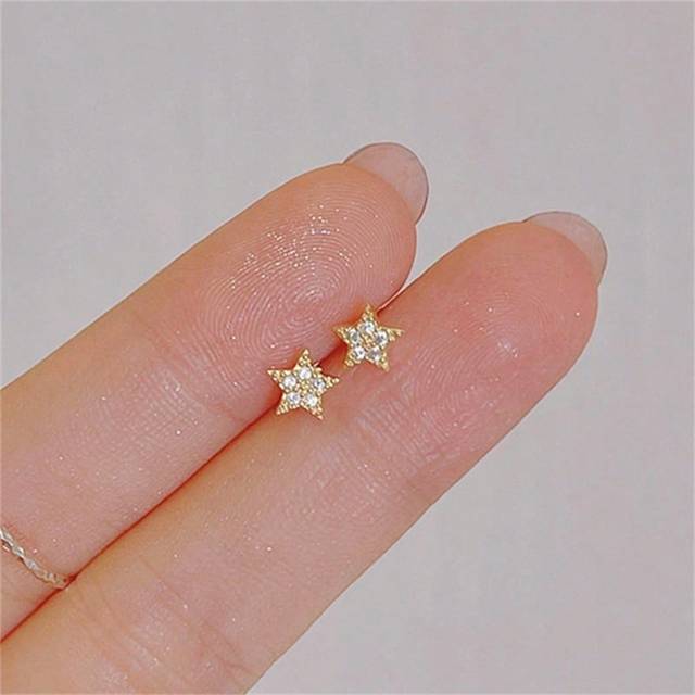 CHOSHILAR 1pair Luxury Cubic Zirconia Star Design Stud Earrings For Women For Daily Decoration