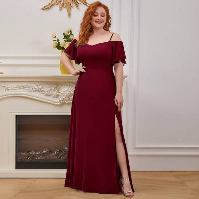 EVER-PRETTY Elegant Romantic Glamorous Off-Shoulder Plus Size Bridesmaid Dress