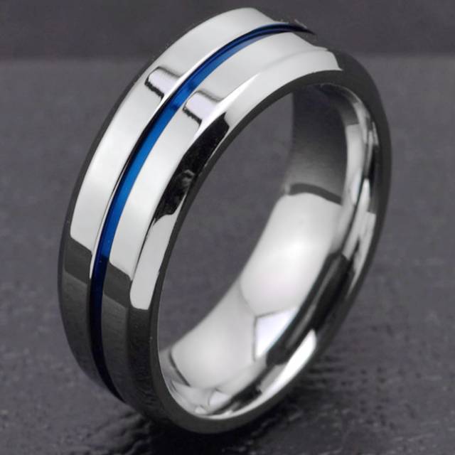 Fashionabla och avslappnade stil titanstål herrring , coolt och mångsidigt popfingertillbehör , smycken i streetwear och rockstil , enkla och personli - Silver (7,9,11,13,6,8,10,12)