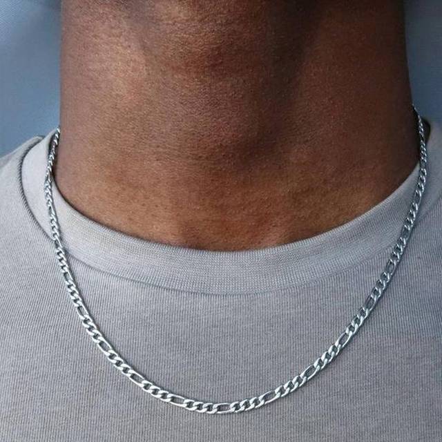 Fashionabla och populära 1st Minimalistiska kedjahalsband för män, smycken i rostfritt stål för smyckengåva och för en snygg look - Silver (En-Storlek)