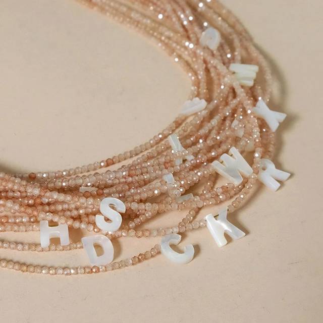 SHEIN 26 Letter Shell Choker Necklaces For Women Shining Crystal Beads Clavicle Chian Female Neck Pendant Necklace Jewelry