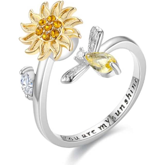SHEIN 1pc Fashionable And Elegant Diamond Inlaid Rotatable Ring For Women, Rotating Anti-Anxiety Stress Reducing Ring, Sweet Little-Known Ring For Women, Ad