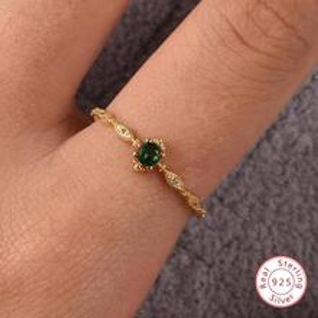 Esberry 1pc Emerald Green Ring For Women s925 Sterling Silver Eternity Ring Glamorous Fine Jewelry Gift