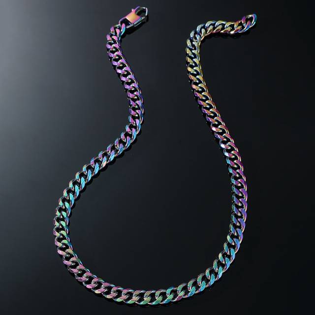 Fashionabla och populära för kvinnor män holografisk kedja halsband rostfritt stål för smycken gåva och för en elegant look - Multifärgad (En-Storlek)