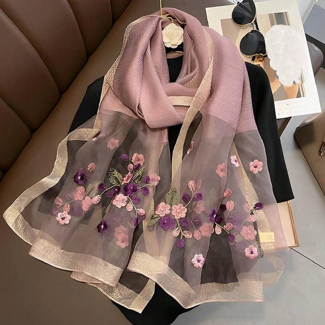 Elegant Dressy Halsdukar för kvinnor - Blåröd (180*70 cm)
