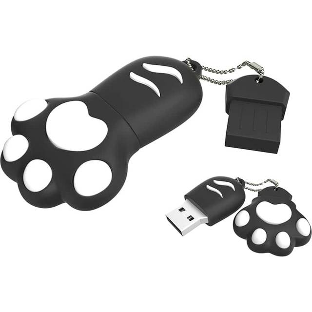 BIYETIMI Biyetimi Cat Paw USB Flash Drive 64GB Black Cartoon Memory Stick Free Key Chain Pen Drive 128GB 32GB Creative Gifts For Kids U Disk