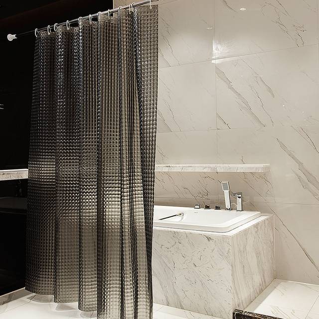 SHEIN 3d Crystal Clear Plastic Shower Curtain 180*180cm Thin & Lightweight Ice Cubes Bathroom Shower Display With Plastic Curtain Rings Home Bathroom Decor