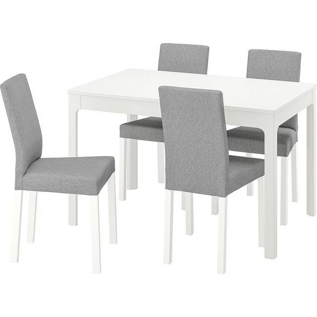 EKEDALEN / KÄTTIL bord och 4 stolar, vit/Knisa ljusgrå, 120/180 cm