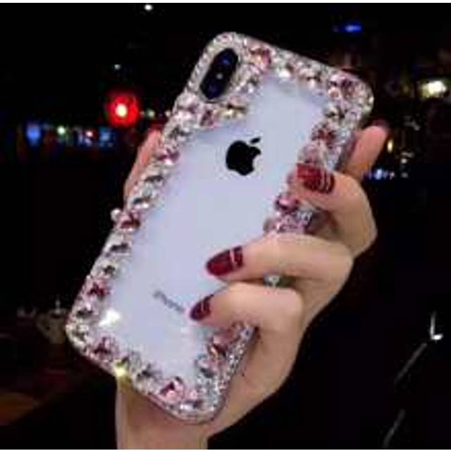 SHEIN Fashion Crystal Border Transparent Soft Phone Case Compatible With Samsung S Series & NOTE, Compatible With IPhone 16 ProMax, Compatible With IPhone 8