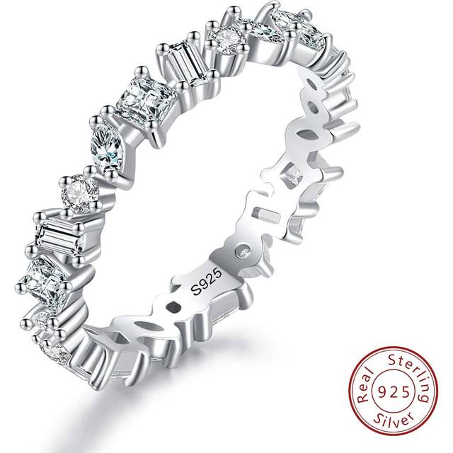 Esberry A High Sparkle Asymmetrical Geometric Engagement Ring Wedding Band For Women S925 Sterling Silver Promise Ring Eternity Ring Fine Jewelry Gift Bridal