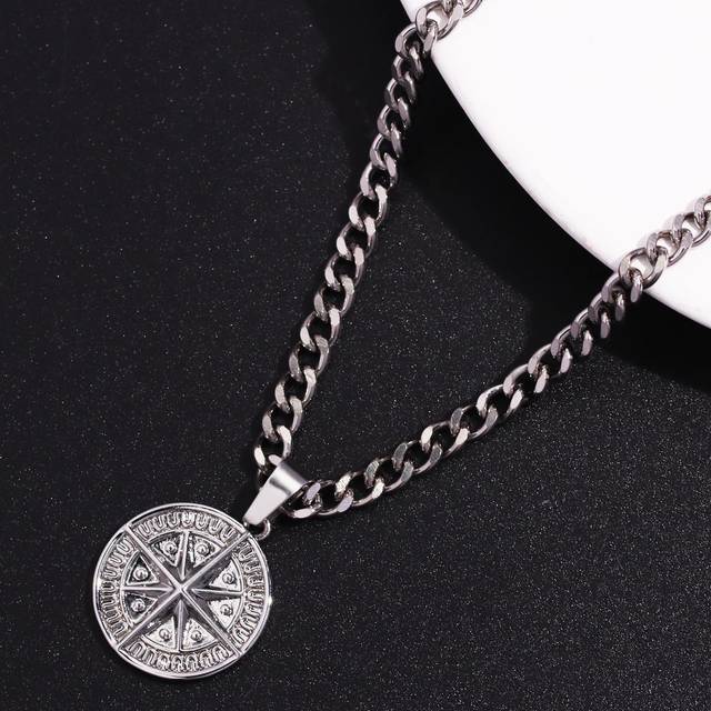 A3334 1pc Punk Compass Pendant Men&#39;s Necklace Hip Hop Jewelry