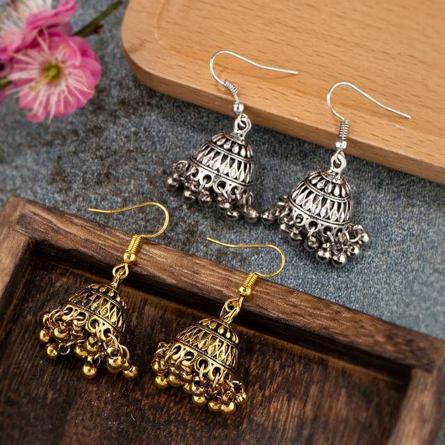 SHEIN 2pairs/Set Bohemian Zinc Alloy Bead Tassel Earrings Drop Earrings For Women For Vacation