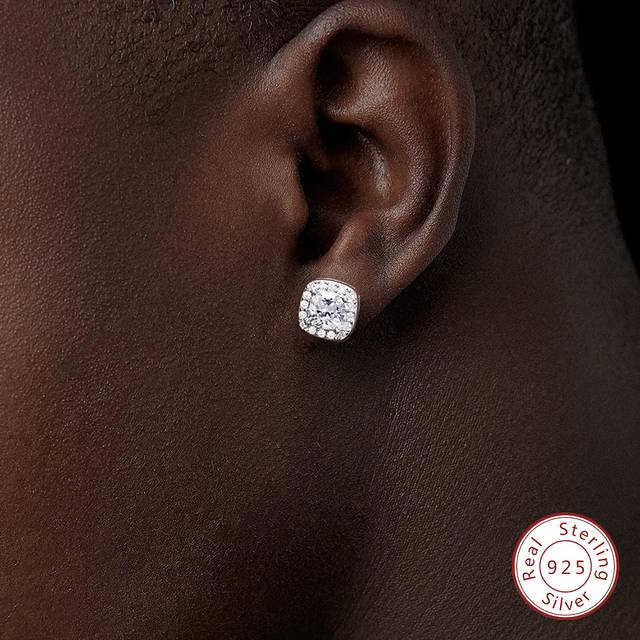 Esberry 1 PC  Stud Earrings For Man S925 Sterling Silver  Fine Jewelry Daily Wear Gifts