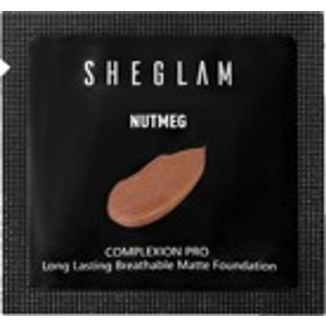 SHEGLAM Complexion Pro Long Lasting Breathable Matte Foundation Sample-Nutmeg Matte Sweat-Proof Foundation Oil Control Full Coverage Pore-Less Concealer Water