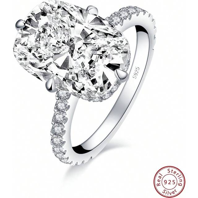 SHEIN 1pc Hidden Halo 6CT Cushion Cut CZ Engagement Rings For Women 925 Sterling Silver AAAAA+ Cubic Zirconia Sparkling Anniversary Wedding Band Ring Jewelr