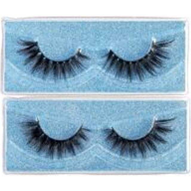 SHEIN 2 pairs of complete eyelashes thick curls 18mm fluffy slim fake eyelashes Daily Volumized eye tail long