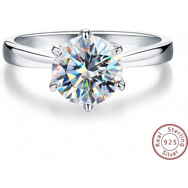 Esberry 1Pc 1CT Moissanite Engagement Ring Wedding Band For Women S925 Sterling Silver Eternity Ring Promise Ring Anniversary Ring Luxury Jewelry Gifts