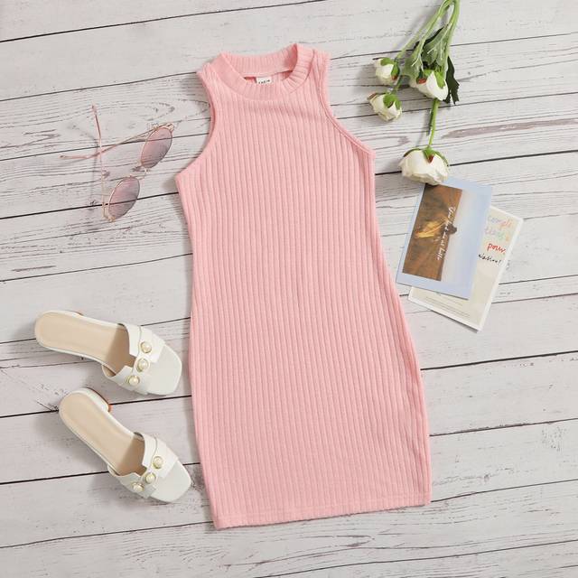 SHEIN Young Girl Ribbed Knit Dress