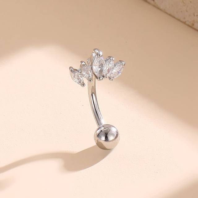 Fashionabla Cubic Zirconia Dekor Ögonbrynsring Rostfritt stål för kvinnor och män Ingen piercing behövs Septum Body Smycken - Silver (En-Storlek)