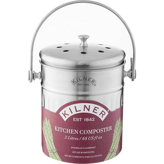 Kilner Stainless Steel Kitchen Compost Bin, 2.0L, Silver