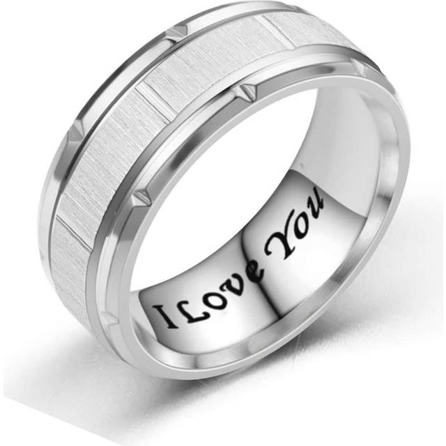 Fashionabla mäns titanstålring, bra alla hjärtans dag och fars dag present till make, mamma, mor, mors dag, present - Silver (7,9,11,8,10,12)