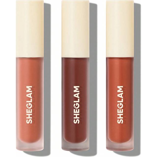 SHEGLAM Matte Allure Mini Liquid Lipstick Set-Nude Beach 3 Pcs/Set Long Lasting Lipstick Nourishing Sunflower Oil Reduce Lip Fine Lines Liquid Lipstick Travel