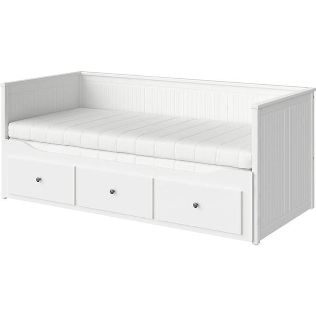 HEMNES dagbädd m 3 lådor/2 madrasser, vit/Åfjäll fast, 80x200 cm