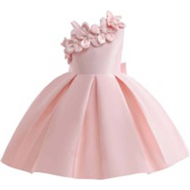 SHEIN Young Girl Elegant 3D Flower Jacquard Satin Dance Performance Dress, Suitable For Shows, Birthday Parties, Holidays (Hairband Not Included)