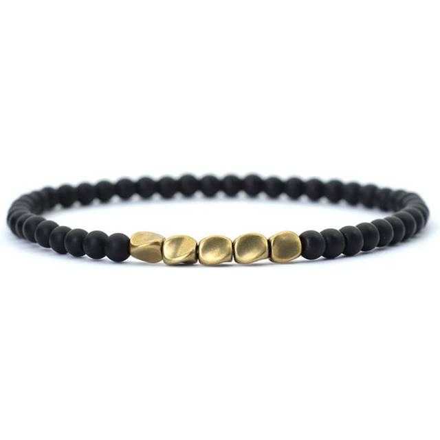 diffone Antique Handmade 4mm Natural Stone Beads Bracelet Small Copper Beaded Tiger Eye Hematite Braclet For Men Wristband Jewelry