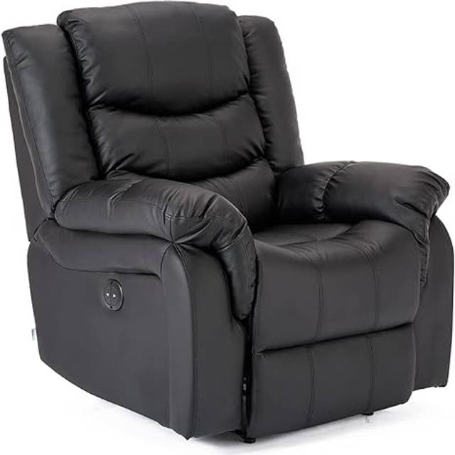 (Black) Seattle Electric Leather Auto Recliner Armchair Sofa Home Lounge Chair