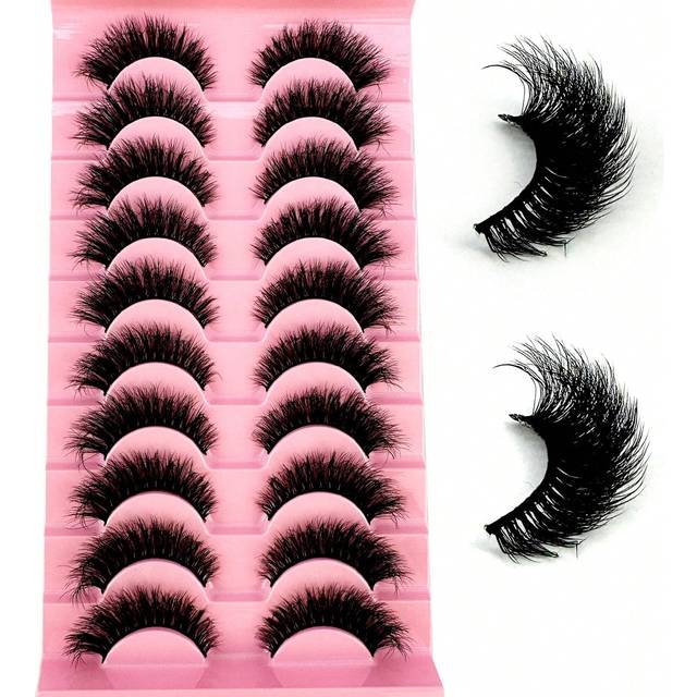 SHEIN New 10 pairs natural long 3D mink false eyelashes fake lashes makeup kit Mink Lashes extension eye lashes short eyelashes
