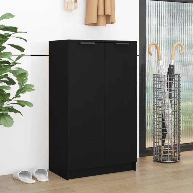vidaXL Shoe Cabinet Black 59x35x100 cm Engineered Wood