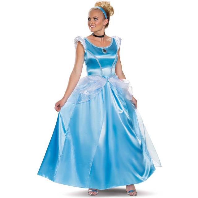 Disguise Women's Disney Princess Cinderella Deluxe Adult Costume, Blue, Medium (8-10)