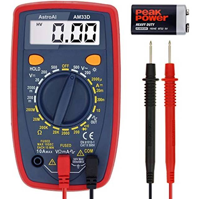 AstroAI Digital Multimeter, 2000 Counts with Ohm Volt Amp and Diode Voltage Tester Meter Measurement Tool Electronic Test Meter