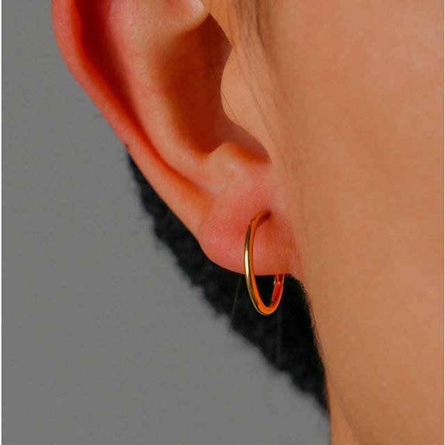 SHEIN 1pair Fashion Stainless Steel Minimalist Hoop Earrings For Men For Daily Decoration For Jewelry Gift