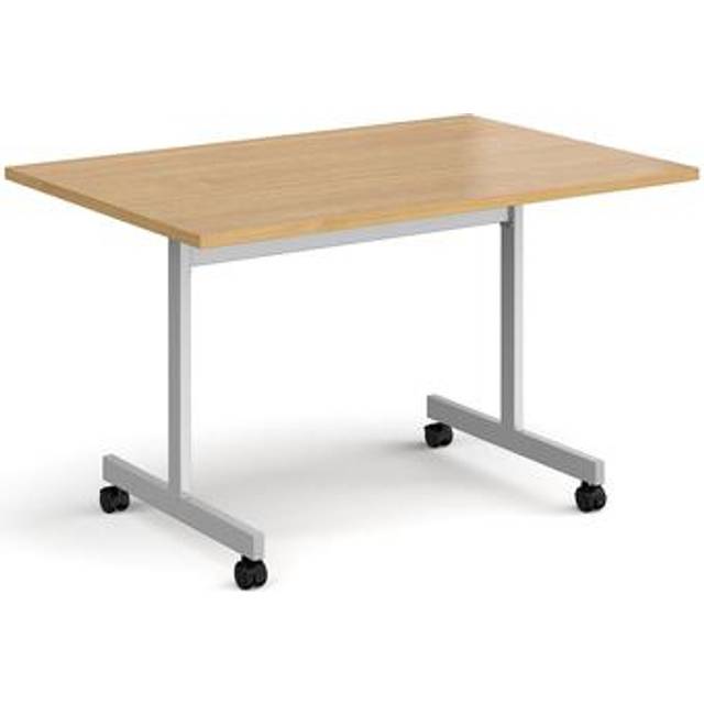 Rectangular Oak Flip Top Meeting Table with Silver Frame - 1200mm