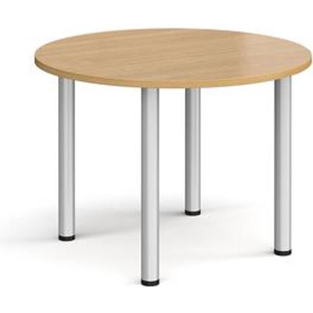 Circular Radial Leg Office Boardroom Table - Oak - Black Frame - W1000mm