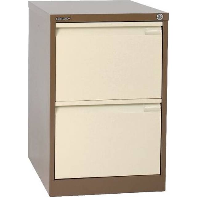 Bisley BS Steel Filing Cabinet 2 Drawers Lockable 470 x 622 x 711 mm Brown, Cream