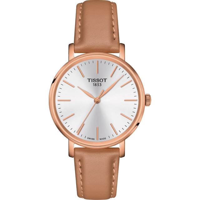 TISSOT Everytime 34MM Beige Leather Women's Watch T143.210.36.011.00 / T1432103601100 - White - 34 mm