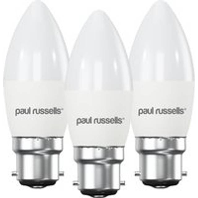 paul russells LED Light Bayonet Cap B22D, 40w Equivalent Bulbs, 5.5W 470LM LED Bulbs, 6500K Daylight Lamps, Frosted C37 BC Candle Energy Saving Light
