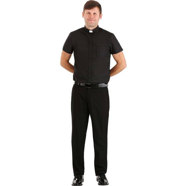 Adult Classic Priest Costume Shirt | Priest Costumes - Black&#47;White (XL)