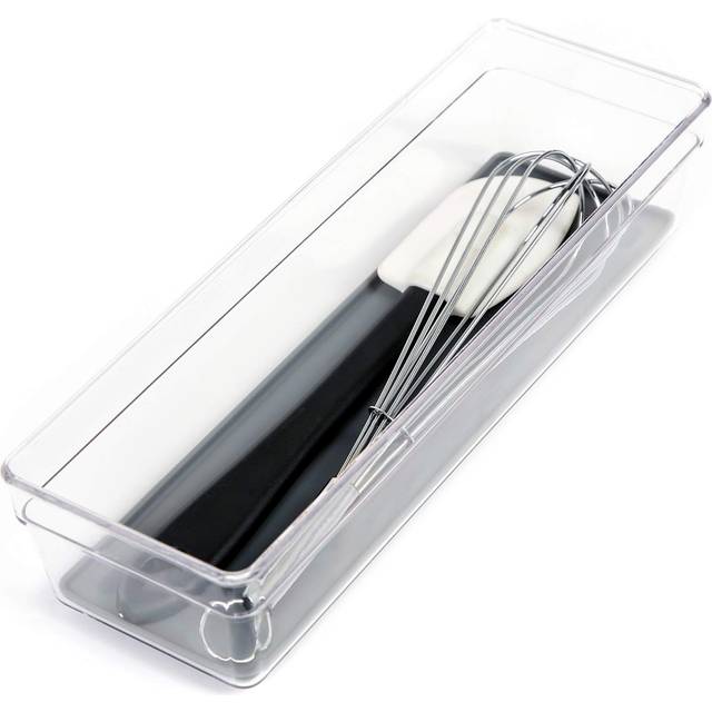 Smart Design Plastic Drawer Organizer  9 x 3 Inch  Silicone Bottoms  BPA Free  Makeup Tray  Vanity  Utensils  Silverware Sto