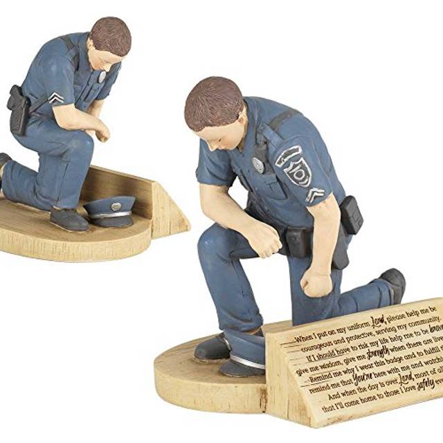 Dicksons Police Officer's Prayer  Kneeling in Uniform 4.5 x 5.5 Resin Stone Tabletop Figurine